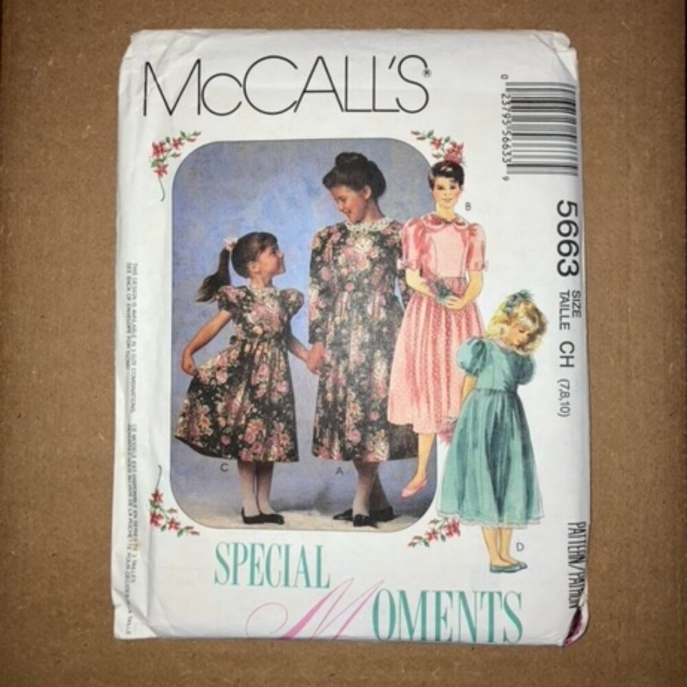 Vintage McCall's Special Moments pattern girl's dresses 5663 Being Sold AS IS